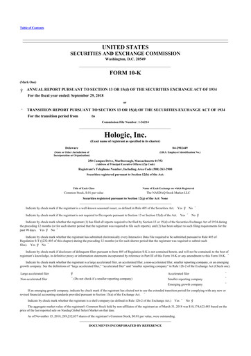 Thumbnail Hologic 10-K Annual Report 2018