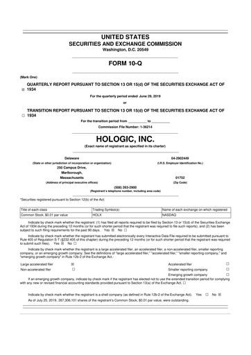 Thumbnail Hologic 10-Q Quarterly Report FY2019 