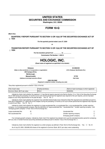 Thumbnail Hologic 10-Q Quarterly Report FY2020 