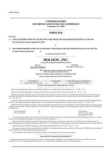 Thumbnail Hologic 10-K Annual Report 2022