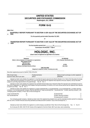Thumbnail Hologic 10-Q Quarterly Report FY2024 