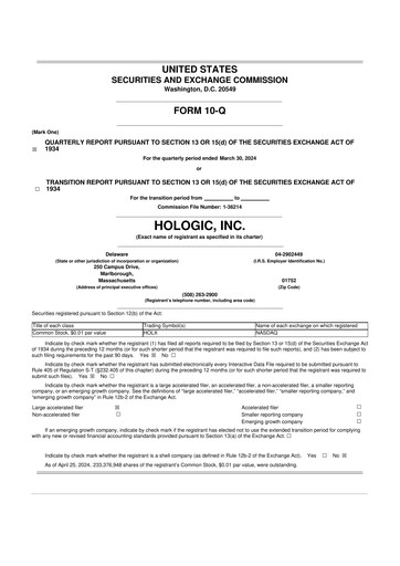Thumbnail Hologic 10-Q Quarterly Report FY2024 