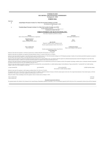 Thumbnail First Interstate BancSystem 10-K Annual Report 2011