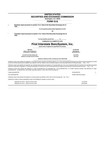 Thumbnail First Interstate BancSystem 10-Q Quarterly Report FY 