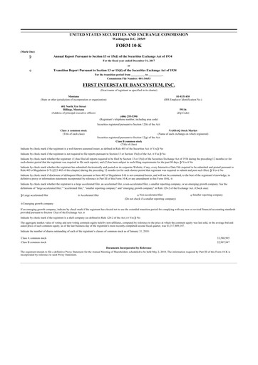 Thumbnail First Interstate BancSystem 10-K Annual Report 2017