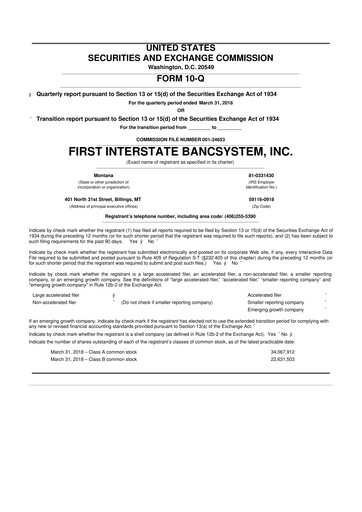 Thumbnail First Interstate BancSystem 10-Q Quarterly Report FY 