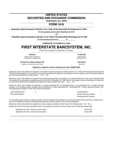 Thumbnail First Interstate BancSystem 10-Q Quarterly Report FY 