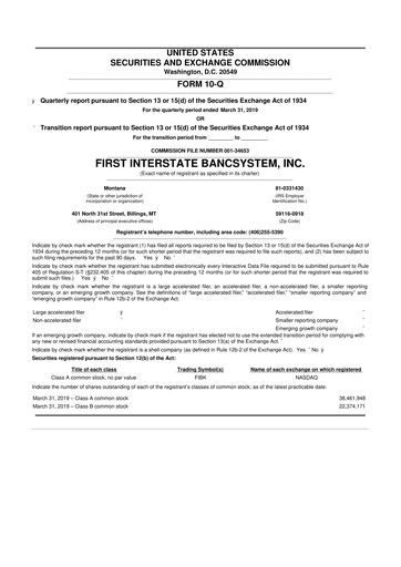 Thumbnail First Interstate BancSystem 10-Q Quarterly Report FY 