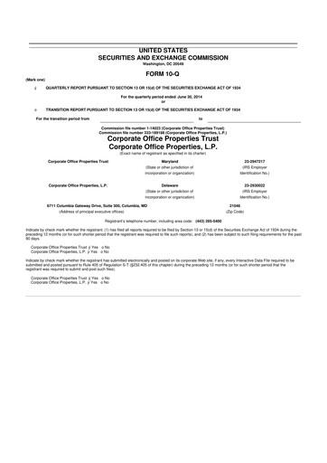 Miniature COPT Defense Properties 10-Q Rapport trimestriel  