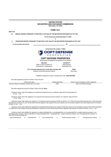 Thumbnail COPT Defense Properties 10-K Annual Report 2024