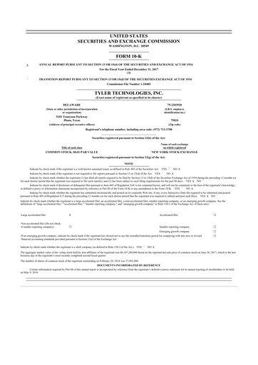 Vorschaubild Tyler Technologies
 10-K Jahresbericht 2017