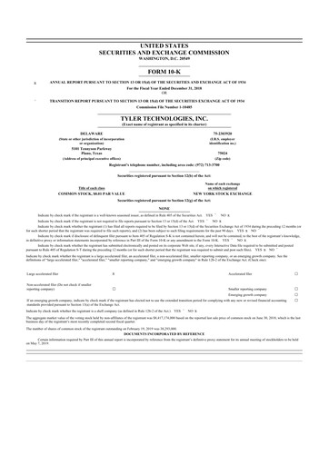 Vorschaubild Tyler Technologies
 10-K Jahresbericht 2018