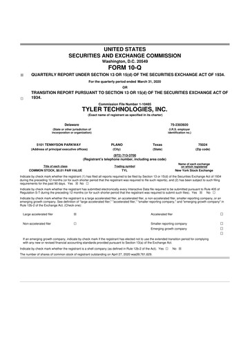 Thumbnail Tyler Technologies
 10-Q Quarterly Report FY2020 