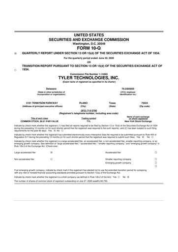 Thumbnail Tyler Technologies
 10-Q Quarterly Report FY2020 