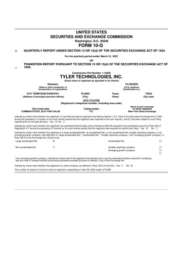 Thumbnail Tyler Technologies
 10-Q Quarterly Report FY2022 