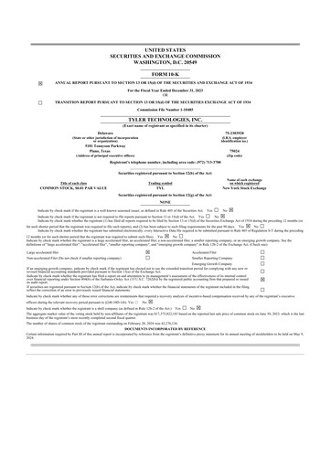 Vorschaubild Tyler Technologies
 10-K Jahresbericht 2023