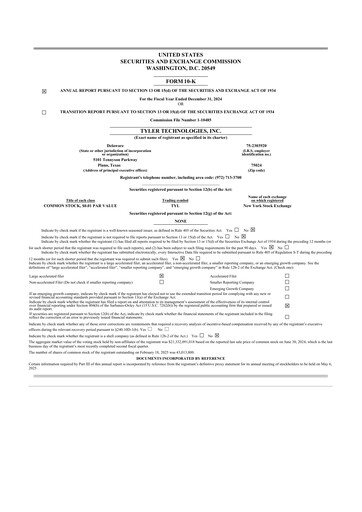 Vorschaubild Tyler Technologies
 10-K Jahresbericht 2024