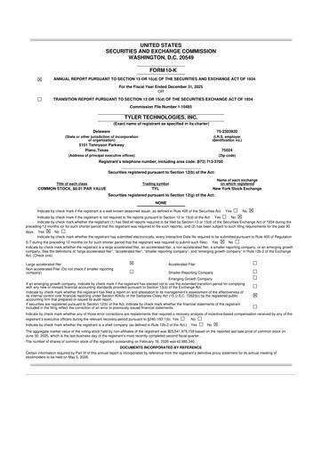 Thumbnail Tyler Technologies
 10-K Annual Report 2025