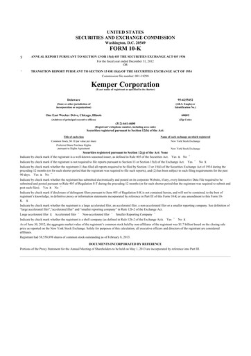 Thumbnail Kemper 10-K Annual Report 2012