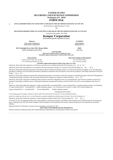 Thumbnail Kemper 10-K Annual Report 2018