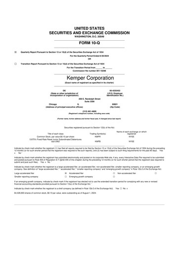 Thumbnail Kemper 10-Q Quarterly Report FY2024 