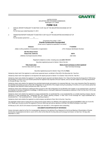 Thumbnail Granite Construction
 10-K Annual Report 2012