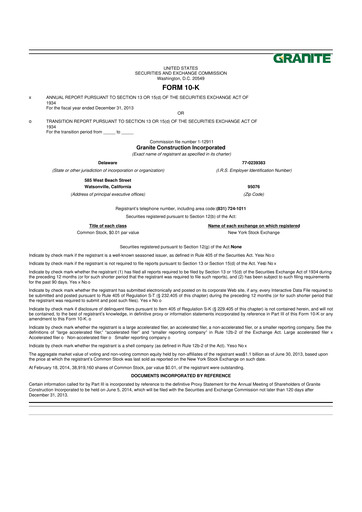 Thumbnail Granite Construction
 10-K Annual Report 2013