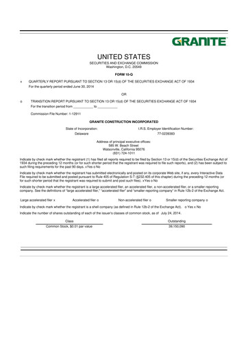Thumbnail Granite Construction
 10-Q Quarterly Report FY2014 