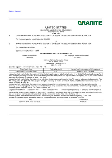 Thumbnail Granite Construction
 10-Q Quarterly Report FY2023 