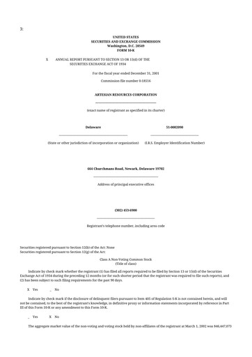Thumbnail Artesian Resources 10-K Annual Report 