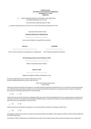 Thumbnail Artesian Resources 10-K Annual Report 