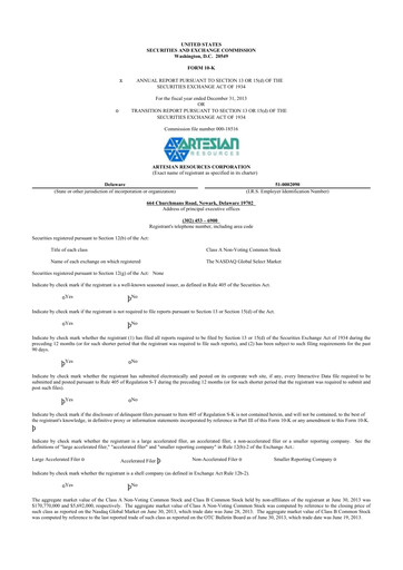 Thumbnail Artesian Resources 10-K Annual Report 2013