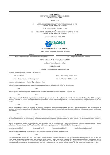 Thumbnail Artesian Resources 10-K Annual Report 2016