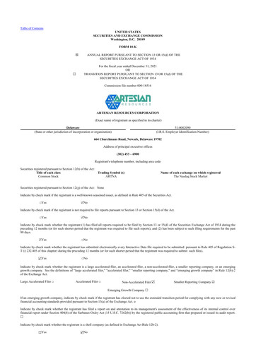 Thumbnail Artesian Resources 10-K Annual Report 2021