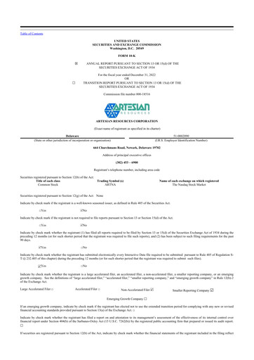 Thumbnail Artesian Resources 10-K Annual Report 2022
