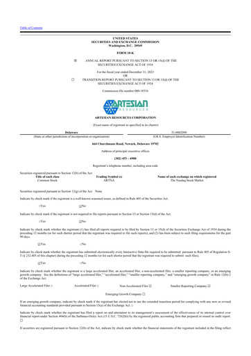 Thumbnail Artesian Resources 10-K Annual Report 2023