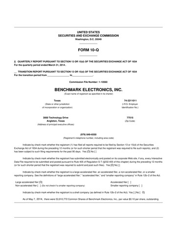 Vorschaubild Benchmark Electronics
 10-Q Quartalsbericht 2014 
