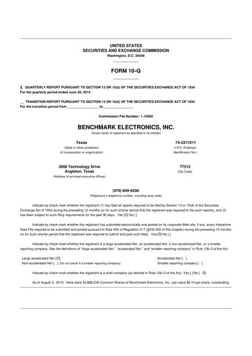 Vorschaubild Benchmark Electronics
 10-Q Quartalsbericht 2014 