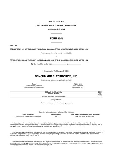 Vorschaubild Benchmark Electronics
 10-Q Quartalsbericht 2020 