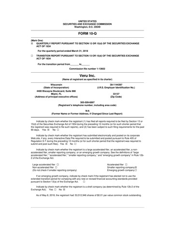 Thumbnail Veru 10-Q Quarterly Report FY2018 