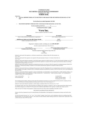 Thumbnail Veru 10-K Annual Report 2018