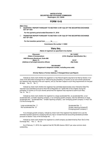 Thumbnail Veru 10-Q Quarterly Report FY2019 