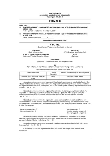 Thumbnail Veru 10-Q Quarterly Report FY2021 