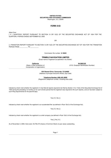 Thumbnail Trimble 10-Q Quarterly Report FY 