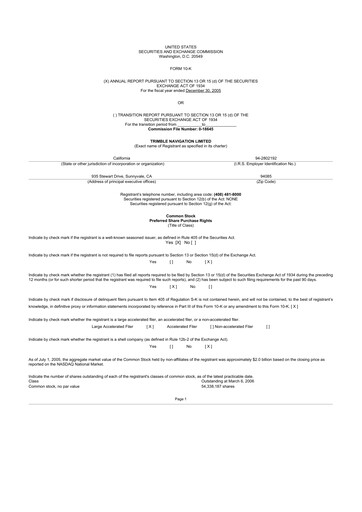 Thumbnail Trimble 10-K Annual Report 
