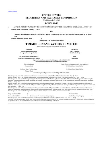 Thumbnail Trimble 10-K Annual Report 2014