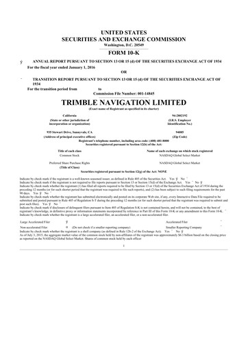 Thumbnail Trimble 10-K Annual Report 2015