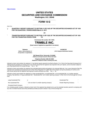 Thumbnail Trimble 10-Q Quarterly Report FY2017 