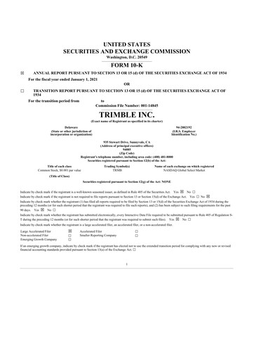 Thumbnail Trimble 10-K Annual Report 2020