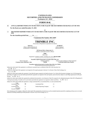 Thumbnail Trimble 10-K Annual Report 2021